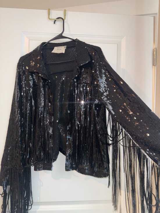 Style Rack Black Sequin Fringe Jacket - Picture 4 of 6